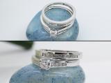 1.30 Carat (ctw) 14k White Gold Princess Diamond Ladies Bridal Engagement Ring Set