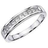 0.50 Carat (ctw) 14K White Gold Princess White Diamond Anniversary Wedding Stackable Ring Band 1/2 CT