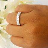 1.00 Carat (ctw) 14k White Gold Round & Baguette Diamond Ladies Anniversary Wedding Ring Band