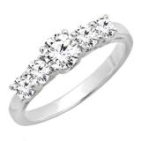 1.00 Carat (ctw) 18K White Gold 5 Stone Round Diamond Ladies Anniversary Wedding Ring Band 1 CT