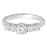 1.00 Carat (ctw) 14K White Gold 5 Stone Round Diamond Ladies Anniversary Wedding Ring Band 1 CT
