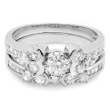 1.25 Carat (ctw) 14k White Gold Round Cut Diamond Ladies Bridal Engagement Ring Set 1 1/4 CT