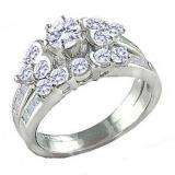 1.25 Carat (ctw) 14k White Gold Round Cut Diamond Ladies Bridal Engagement Ring Set 1 1/4 CT
