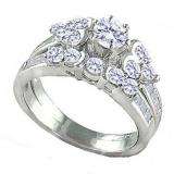 1.25 Carat (ctw) 14k White Gold Round Cut Diamond Ladies Bridal Engagement Ring Set 1 1/4 CT