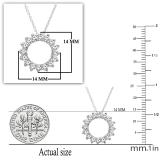 0.55 Carat (ctw) 14K White Gold Round Diamond Circle of Life Pendant 0.50 inch with gold chain