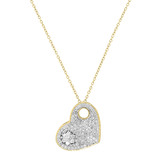 1.47 Carat (ctw) Round White Diamond Ladies Cluster Heart Shape Pendant 1 1/2 CT 10K Yellow Gold
