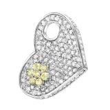 1.47 Carat (ctw) Round White Diamond Ladies Cluster Heart Shape Pendant 1 1/2 CT 14K White Gold