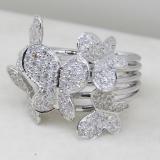 1.35 Carat (ctw) 18k White Gold Round Diamond Ladies Butterfly Cocktail Right Hand Ring
