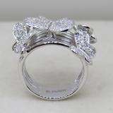 1.35 Carat (ctw) 18k White Gold Round Diamond Ladies Butterfly Cocktail Right Hand Ring