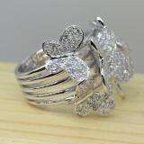 1.35 Carat (ctw) 18k White Gold Round Diamond Ladies Butterfly Cocktail Right Hand Ring
