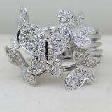1.35 Carat (ctw) 18k White Gold Round Diamond Ladies Butterfly Cocktail Right Hand Ring