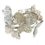 1.35 Carat (ctw) 14k White Gold Round Diamond Ladies 3 Tone Cocktail Butterfly Right Hand Ring