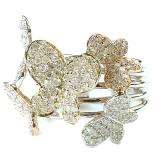 1.35 Carat (ctw) 14k White Gold Round Diamond Ladies 3 Tone Cocktail Butterfly Right Hand Ring