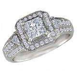 0.75 Carat (ctw) 14k White Gold Round & Trilliant Cut Diamond Ladies Semi Mount Engagement Ring (No Center Stone)