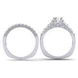 1.30 Carat (ctw) 14k White Gold Round & Baguette Diamond Ladies Bridal Semi Mount Ring Set (No Center Stone)