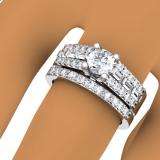 1.30 Carat (ctw) 14k White Gold Round & Baguette Diamond Ladies Bridal Semi Mount Ring Set (No Center Stone)