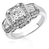 0.55 Carat (ctw) 14K White Gold Round & Baguette Cut Diamond Semi Mount Ladies Engagement Bridal Ring Center not included