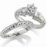 1.00 Carat (ctw) 14k White Gold Brilliant Round & Baguette Cut Diamond Semi Mount Ladies Engagement Ring (No Center Stone)