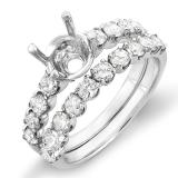 1.00 Carat (ctw) 14k White Gold Round Diamond Ladies Bridal Semi Mount Ring Set (No Center Stone)