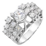2.25 Carat (ctw) 14k White Gold Round Diamond Ladies Cocktail Ring Center 0.90 ct