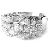 2.25 Carat (ctw) 14k White Gold Round Diamond Ladies Cocktail Ring Center 0.90 ct