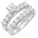 1.30 Carat (ctw) 14k White Gold Round Diamond Ladies Bridal Semi Mount Ring Set (No Center Stone)