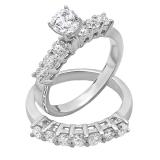 1.30 Carat (ctw) 14k White Gold Round Diamond Ladies Bridal Semi Mount Ring Set (No Center Stone)