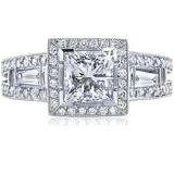 2.00 Carat (ctw) 14k White Gold Round Taper Baguette Diamond Ladies Engagement Ring