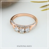 1.00 Carat (ctw) 14k Rose Gold Round Diamond Ladies Vintage Bridal 3 Stone Engagement Ring 1 CT