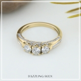 1.00 Carat (ctw) 14k Yellow Gold Round Diamond Ladies Vintage Bridal 3 Stone Engagement Ring 1 CT