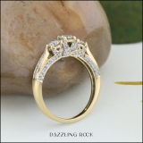 1.00 Carat (ctw) 14k Yellow Gold Round Diamond Ladies Vintage Bridal 3 Stone Engagement Ring 1 CT
