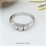 1.00 Carat (ctw) 14k White Gold Round Diamond Ladies Vintage Bridal 3 Stone Engagement Ring 1 CT