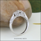 1.00 Carat (ctw) 14k White Gold Round Diamond Ladies Vintage Bridal 3 Stone Engagement Ring 1 CT