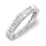0.33 Carat (ctw) 14k White Gold Princess Diamond Ladies Anniversary Wedding Matching Band Stackable Ring