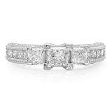 2.25 Carat (ctw) 14k White Gold Princess & Round Diamond Ladies 3 stone Ladies Engagement Ring