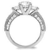 Certified 3.15 Carat (ctw) 14k White Gold Round & Princess Diamond Ladies 3 Stone Engagement Bridal Ring 1.38 CT center included