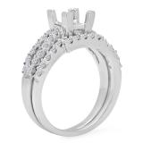 0.62 Carat (ctw) 14K White Gold Princess & Round White Diamond Semi Mount Engagement Bridal Ring Set (No Center Stone)