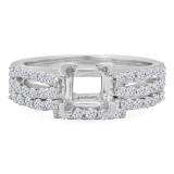 0.62 Carat (ctw) 14K White Gold Princess & Round White Diamond Semi Mount Engagement Bridal Ring Set (No Center Stone)