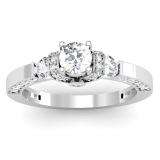 1.01 Carat (ctw) 14k White Gold Round Diamond Ladies 3 Stone Bridal Engagement Ring 1 CT