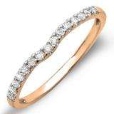 0.25 Carat (ctw) 14K Rose Gold Round White Diamond Anniversary Wedding Ring Matching Band 1/4 CT