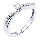 0.33 Carat (ctw) 14K White Gold Round Diamond Ladies Bridal Engagement Promise Ring 1/3 CT