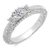 1.00 Carat (ctw) 14k White Gold Round Diamond Ladies Bridal Engagement Ring