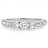 1.00 Carat (ctw) 14k White Gold Round Diamond Ladies Bridal Engagement Ring