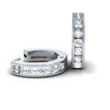 CERTIFIED 0.50 Carat (ctw) 14k White Gold Round Diamond Huggie Hoop Earrings 1/2 CT