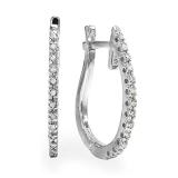 IGI CERTIFIED Round White Diamond Hoop Earrings (0.15 ctw, Color I-J, Clarity I1-I2) 14K White Gold