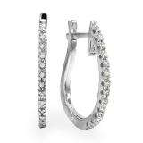 0.15 Carat (ctw) 14k White Gold Round Diamond Ladies Hoop Earrings