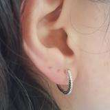 0.15 Carat (ctw) 14k White Gold Round Diamond Ladies Hoop Earrings