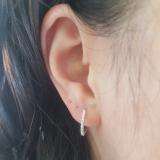0.15 Carat (ctw) 14k White Gold Round Diamond Ladies Hoop Earrings