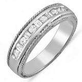 0.40 Carat (ctw) 14k White Gold Round & Baguette Diamond Ladies Anniversary Wedding Band Ring