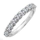 1.00 Carat (ctw) 14k White Gold Princess Diamond Ladies Anniversary Wedding Band Stackable Ring